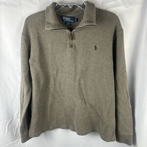 Polo Ralph Lauren 1/4 Zip Sweater Men’s Large Gray Brown